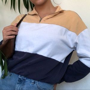 Multi colored zip down collar sweater PACSUN